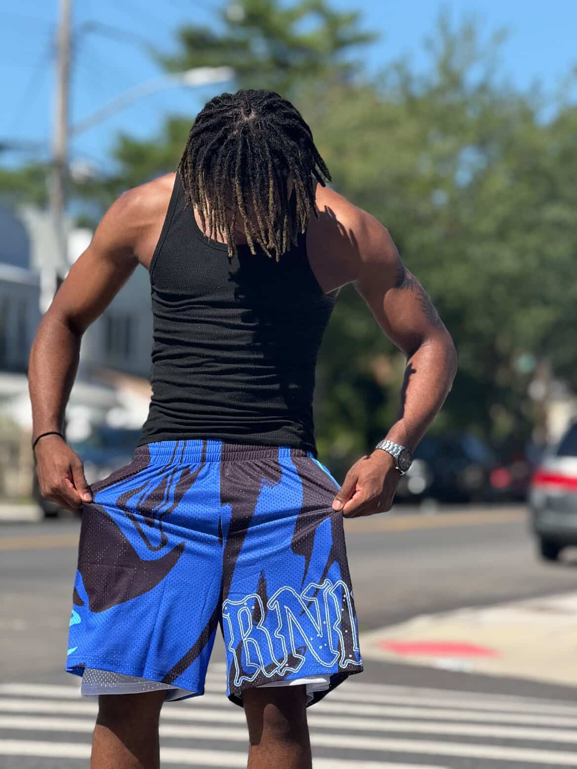 Blue Mesh Shorts